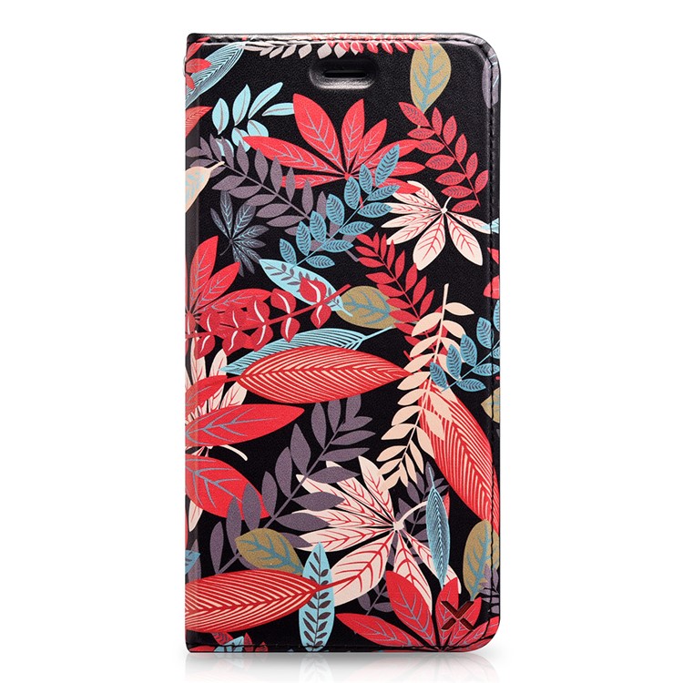 XOOMZ Pattern Printing PU Leather Card Holder Phone Case for iPhone 8 / 7 - Colorful Leaves-1
