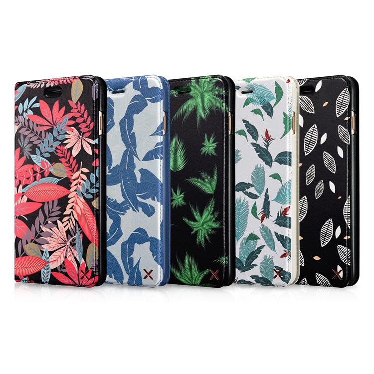 XOOMZ Pattern Printing PU Leather Card Holder Phone Case for iPhone 8 / 7 - Colorful Leaves-6