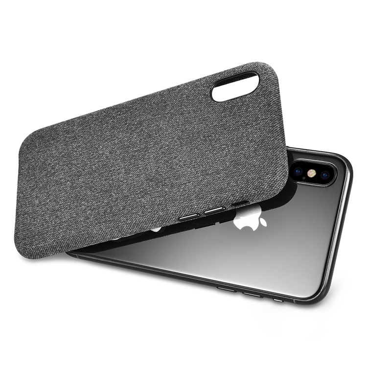 XOOMZ Cloth Texture Leather Coated Plastic Hard Shell for iPhone X - Black-10