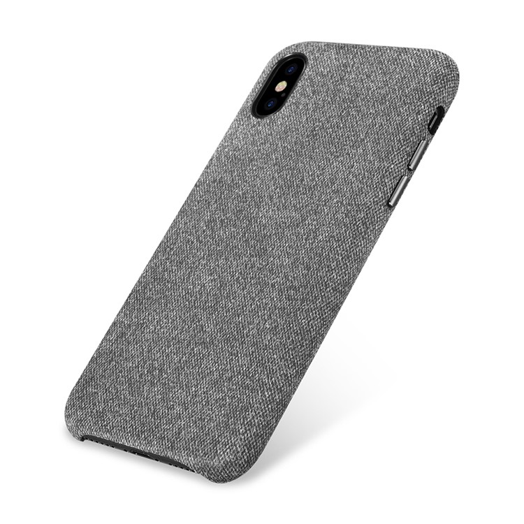 XOOMZ Cloth Texture Leather Coated Plastic Hard Shell for iPhone X - Black-11