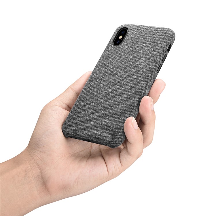 XOOMZ Cloth Texture Leather Coated Plastic Hard Shell for iPhone X - Black-13