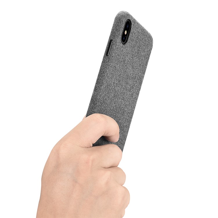 XOOMZ Cloth Texture Leather Coated Plastic Hard Shell for iPhone X - Black-14