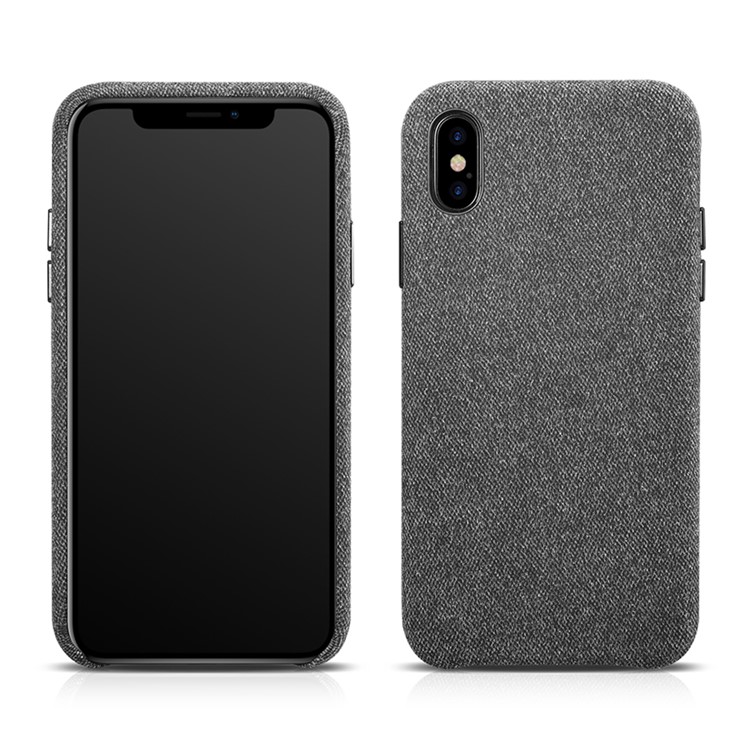 XOOMZ Cloth Texture Leather Coated Plastic Hard Shell for iPhone X - Black-2