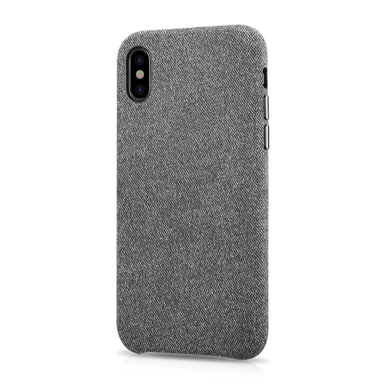XOOMZ Cloth Texture Leather Coated Plastic Hard Shell for iPhone X - Black-5