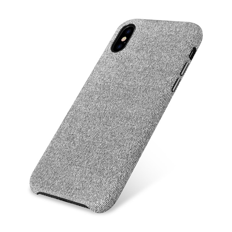 XOOMZ Cloth Texture Leather Coated Plastic Hard Case for iPhone X - Grey-10
