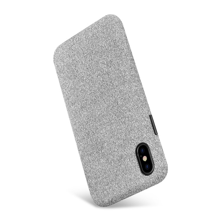 XOOMZ Cloth Texture Leather Coated Plastic Hard Case for iPhone X - Grey-12