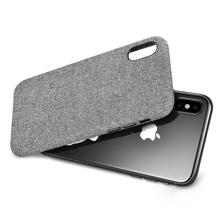 XOOMZ Cloth Texture Leather Coated Plastic Hard Case for iPhone X - Grey-13