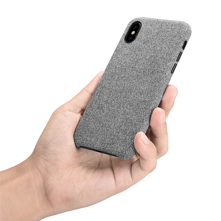 XOOMZ Cloth Texture Leather Coated Plastic Hard Case for iPhone X - Grey-14