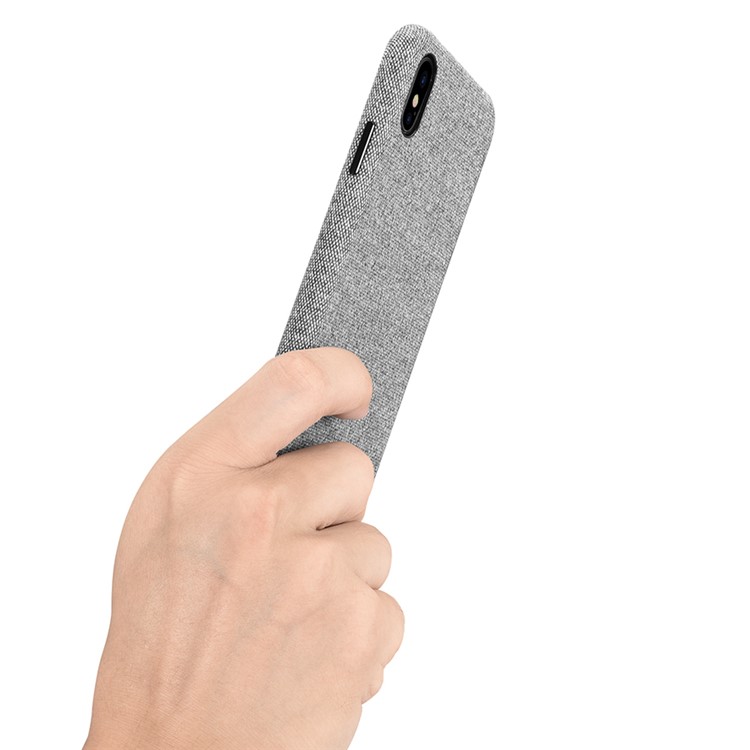 XOOMZ Cloth Texture Leather Coated Plastic Hard Case for iPhone X - Grey-15