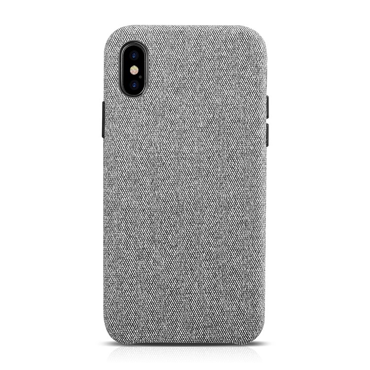 XOOMZ Cloth Texture Leather Coated Plastic Hard Case for iPhone X - Grey-3