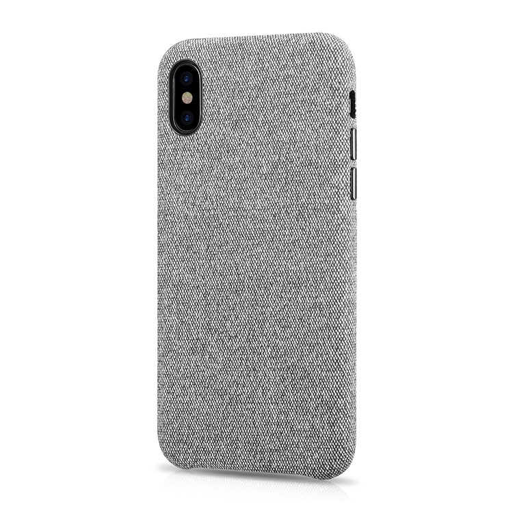 XOOMZ Cloth Texture Leather Coated Plastic Hard Case for iPhone X - Grey-5