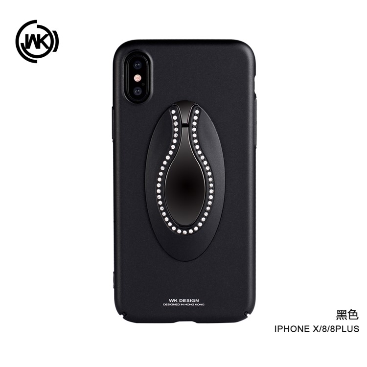 WK Lacus Series Diamond Decor Mirror Kickstand PC Hard Case for iPhone X/10 - Black-1