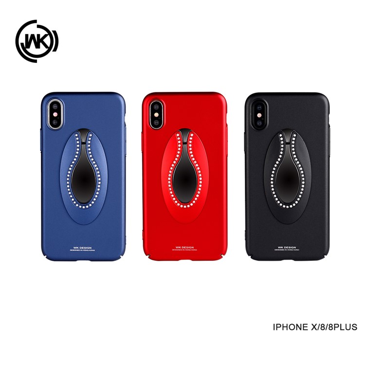 WK Lacus Series Diamond Decor Mirror Kickstand PC Hard Case for iPhone X/10 - Black-2