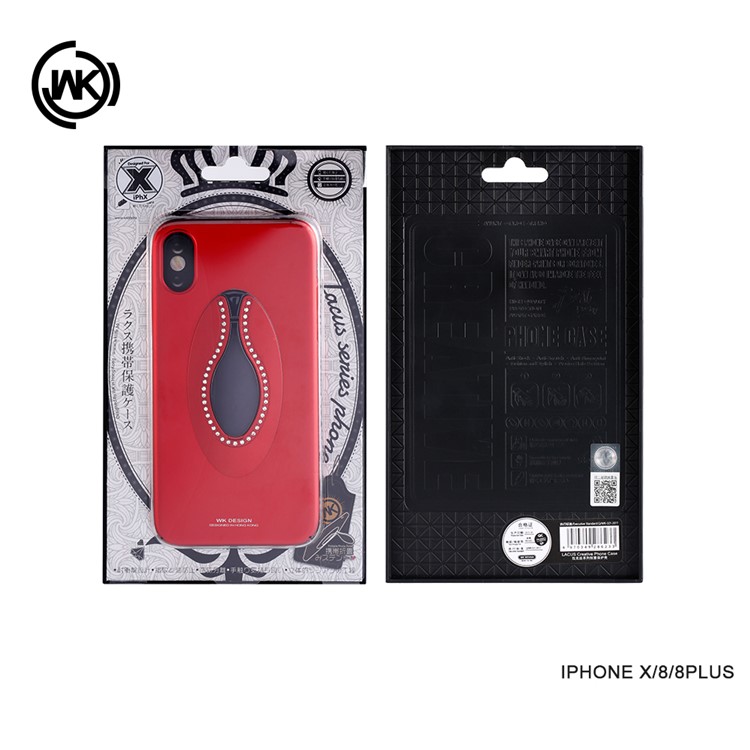 WK Lacus Series Diamond Decor Mirror Kickstand PC Hard Case for iPhone X/10 - Black-3