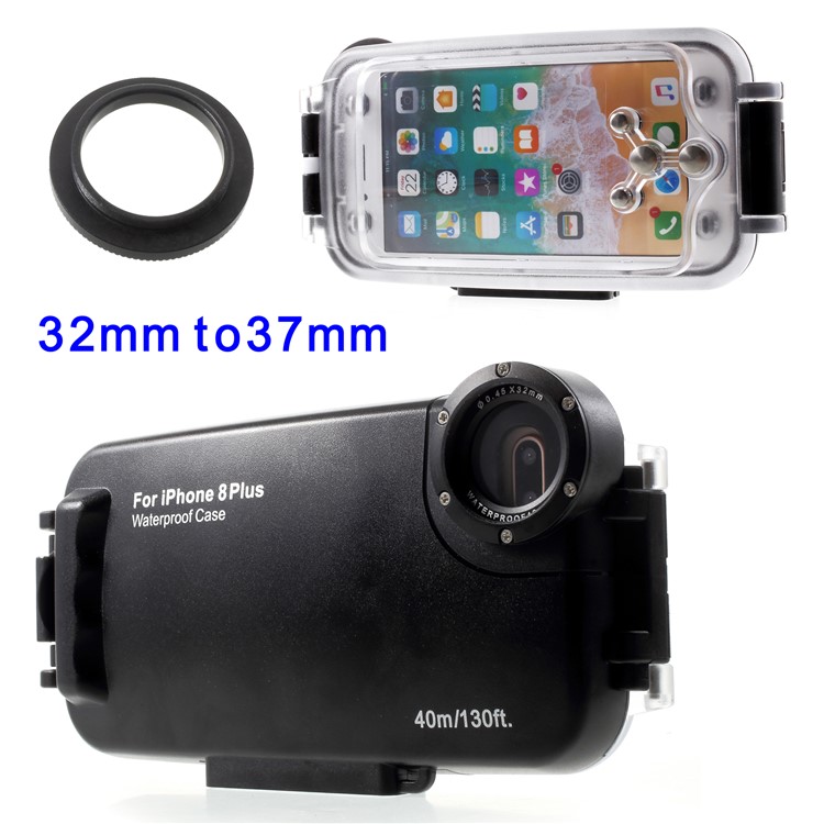 MEIKON 40m/130ft IPX8 Waterproof Underwater Diving Case for iPhone 8 Plus 5.5 inch - Black-1