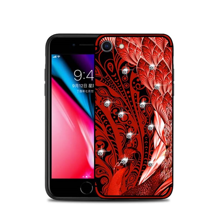 10PCS/Set NXE Unique Series Diamond Peacock TPU Phone Casing for iPhone 8 / 7 4.7 inch - Red-1