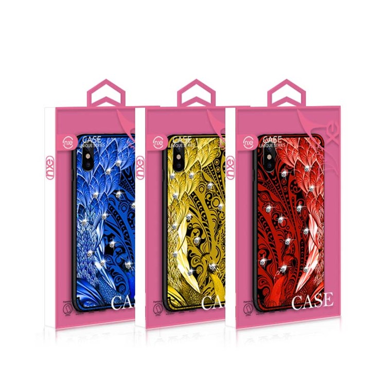 10Pcs/Set NXE Peacock Pattern TPU Protective Case Accessory with Rhinestone Decoration for iPhone X / 10 5.8 inch - Red-6