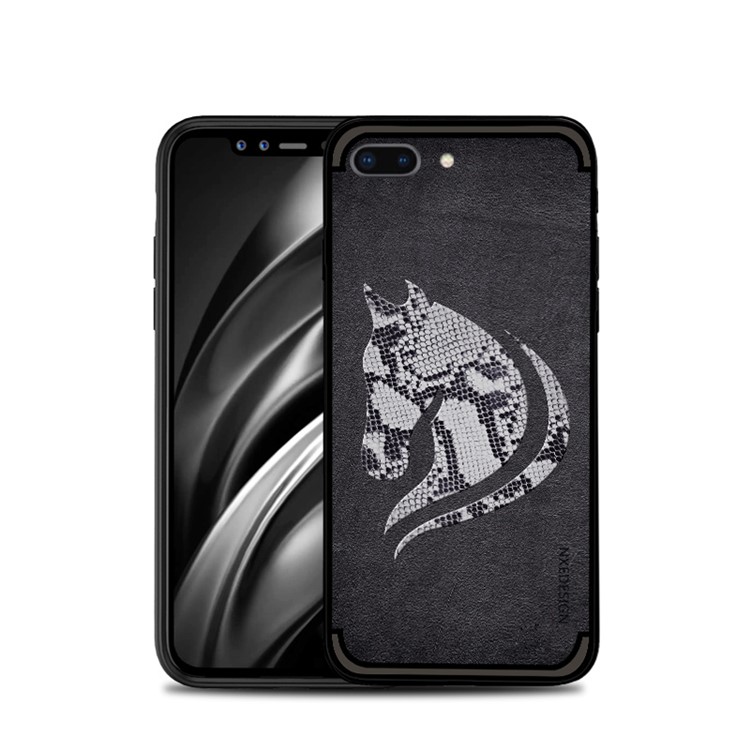10PCS/Set NXE Snake Textured Horse Pattern TPU Shell for iPhone 8 Plus / 7 Plus 5.5 inch - Black-1