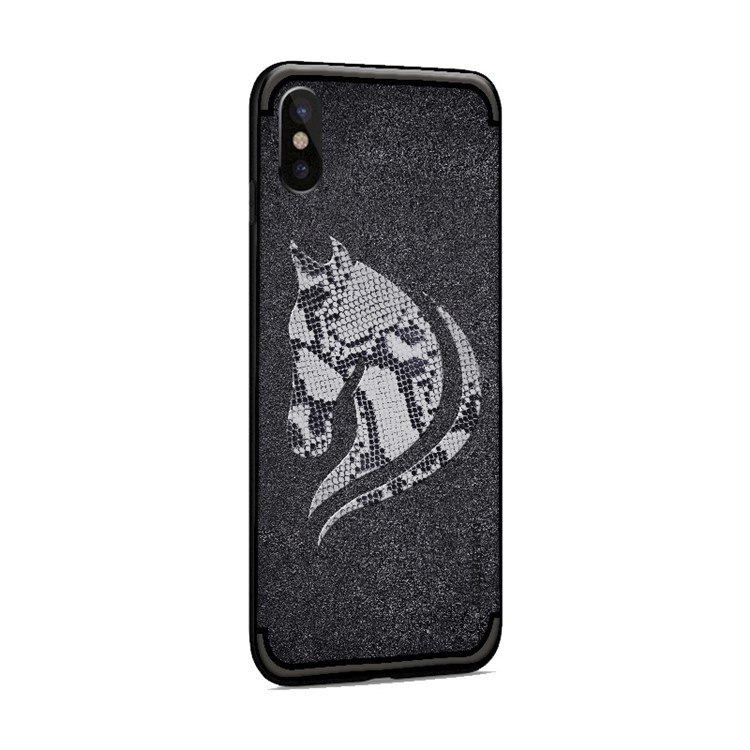 10Pcs/Set NXE Snake Textured Horse Pattern TPU Back Casing for iPhone X / 10 5.8 inch - Black-2