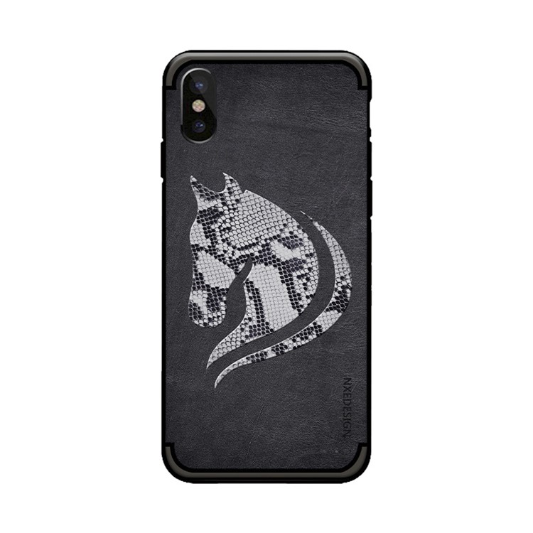 10Pcs/Set NXE Snake Textured Horse Pattern TPU Back Casing for iPhone X / 10 5.8 inch - Black-3
