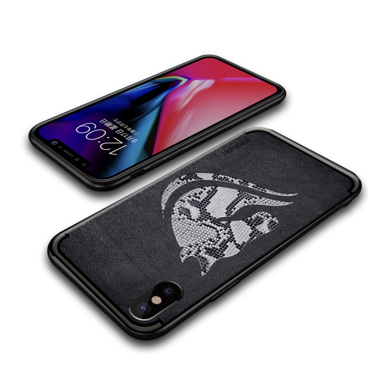 10Pcs/Set NXE Snake Textured Horse Pattern TPU Back Casing for iPhone X / 10 5.8 inch - Black-5