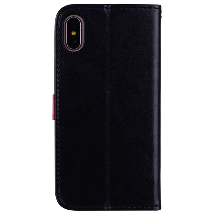 For iPhone X Glitter Powder Elegant Girl's Back Pattern Leather Wallet Case - Black-3