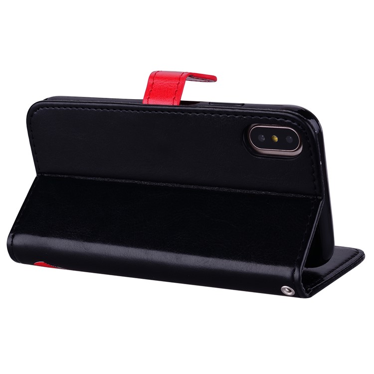 For iPhone X Glitter Powder Elegant Girl's Back Pattern Leather Wallet Case - Black-5