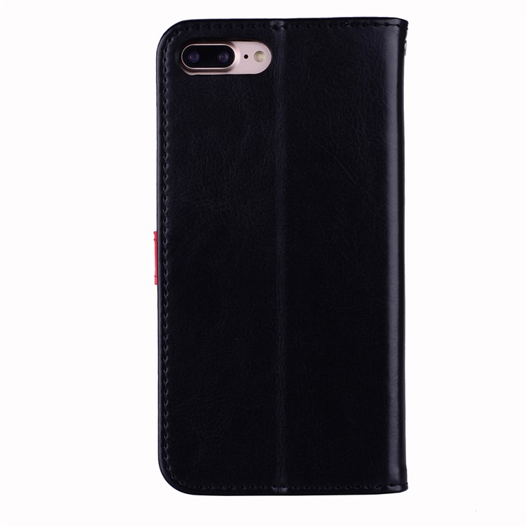 Glitter Powder Elegant Girl's Back Pattern Leather Wallet Case for iPhone 8 Plus/7 Plus - Black-2