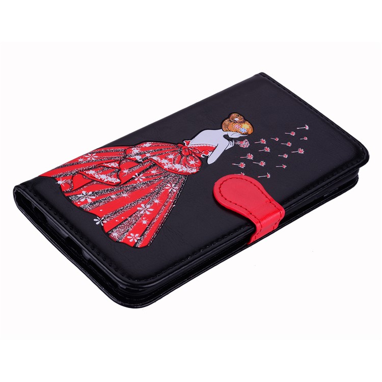 Flash Powder Pretty Girl's Back Leather Wallet Case for iPhone 6s Plus / 6 Plus - Black-3