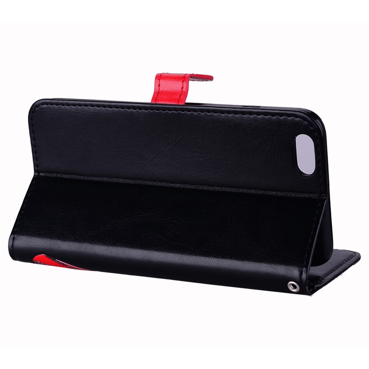 Flash Powder Pretty Girl's Back Leather Wallet Case for iPhone 6s Plus / 6 Plus - Black-4