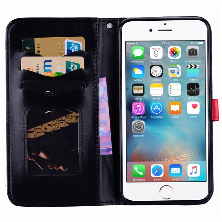 Flash Powder Pretty Girl's Back Leather Wallet Case for iPhone 6s Plus / 6 Plus - Black-5