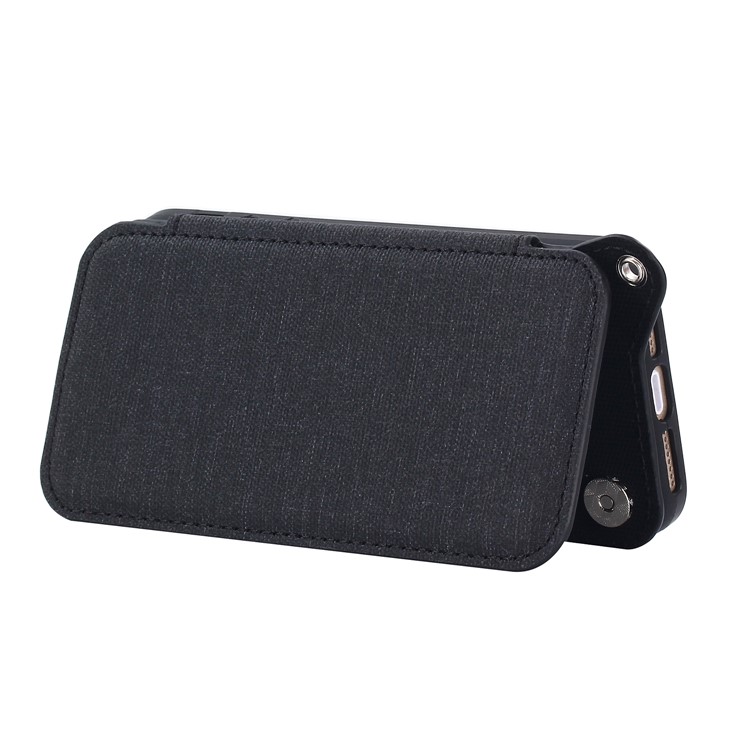 Double Buckle Design Magnetic PU Leather Cover with Mirror Card Holder for iPhone SE/5s/5 - Black-5