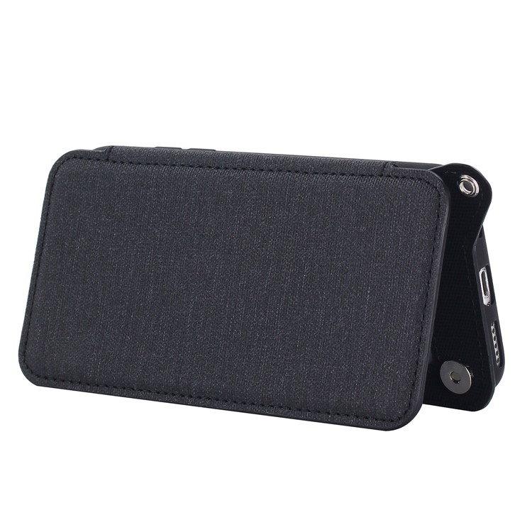 Card Holder Mirror Leather Back Case for iPhone 6s Plus/6 Plus (Built-in Magnetic Holder Metal Sheet) - Black-5