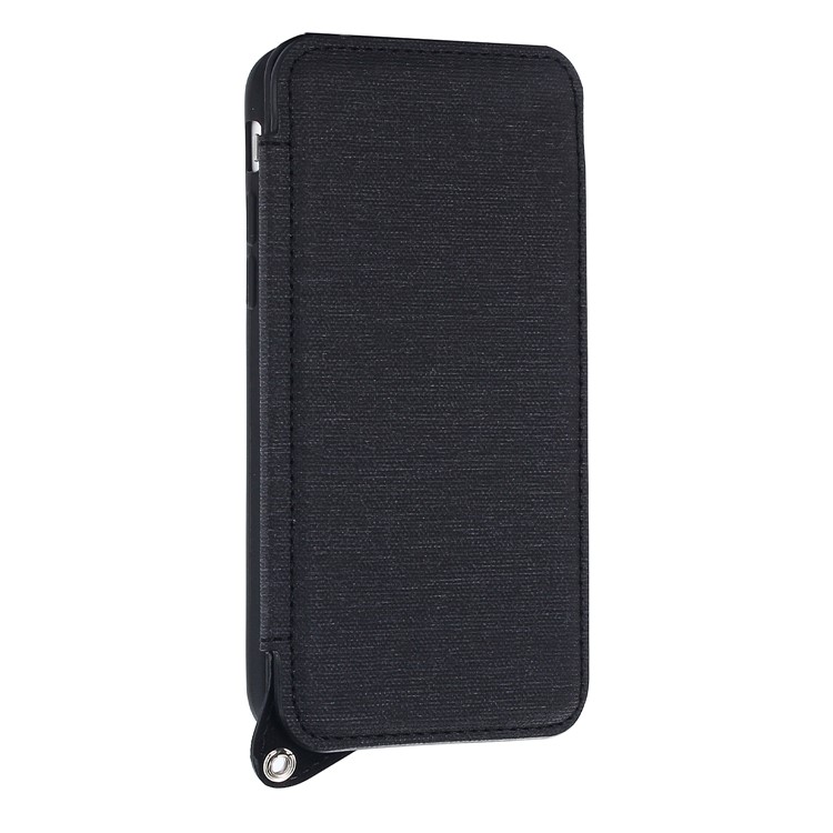 Card Holder Mirror Leather Stand Case for iPhone 8 / 7 (Built-in Magnetic Holder Metal Sheet) - Black-2