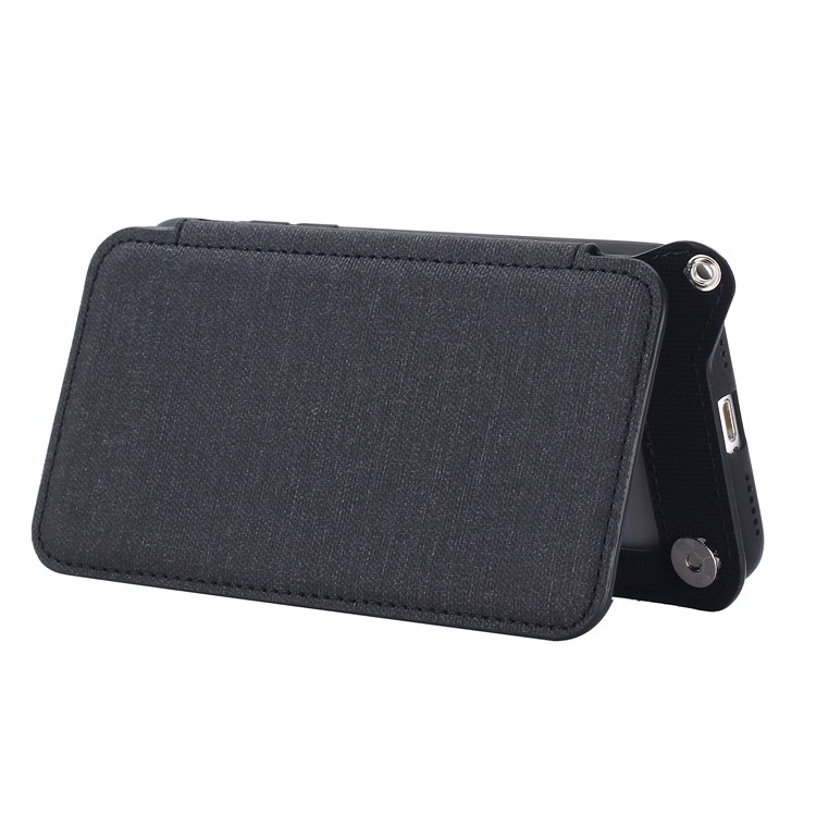 Card Holder Mirror Leather Stand Case for iPhone 8 / 7 (Built-in Magnetic Holder Metal Sheet) - Black-5