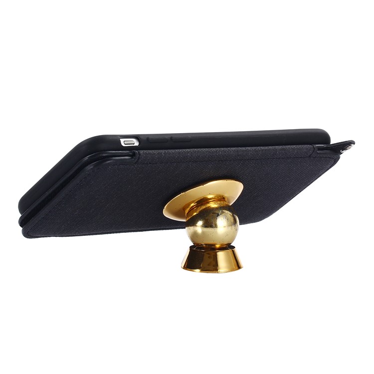 Card Holder Mirror Leather Stand Case for iPhone 8 / 7 (Built-in Magnetic Holder Metal Sheet) - Black-6
