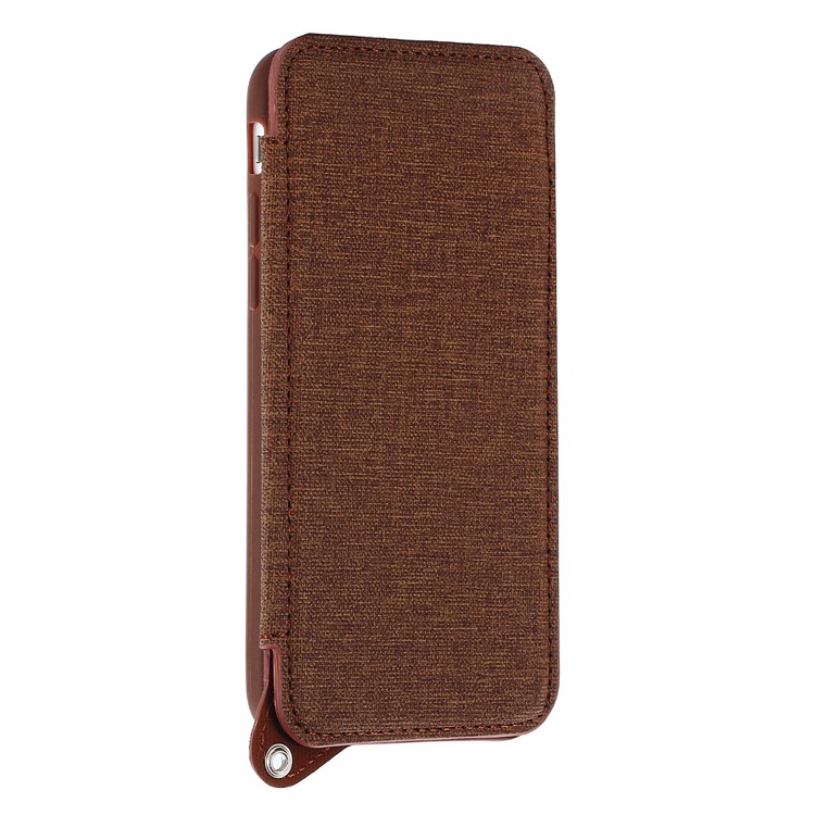 Card Holder Mirror Leather Stand Mobile Phone Shell for iPhone 8 / 7 (Built-in Magnetic Holder Metal Sheet) - Brown-2