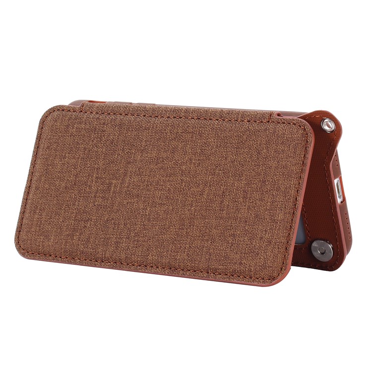 Card Holder Mirror Leather Stand Mobile Phone Shell for iPhone 8 / 7 (Built-in Magnetic Holder Metal Sheet) - Brown-5