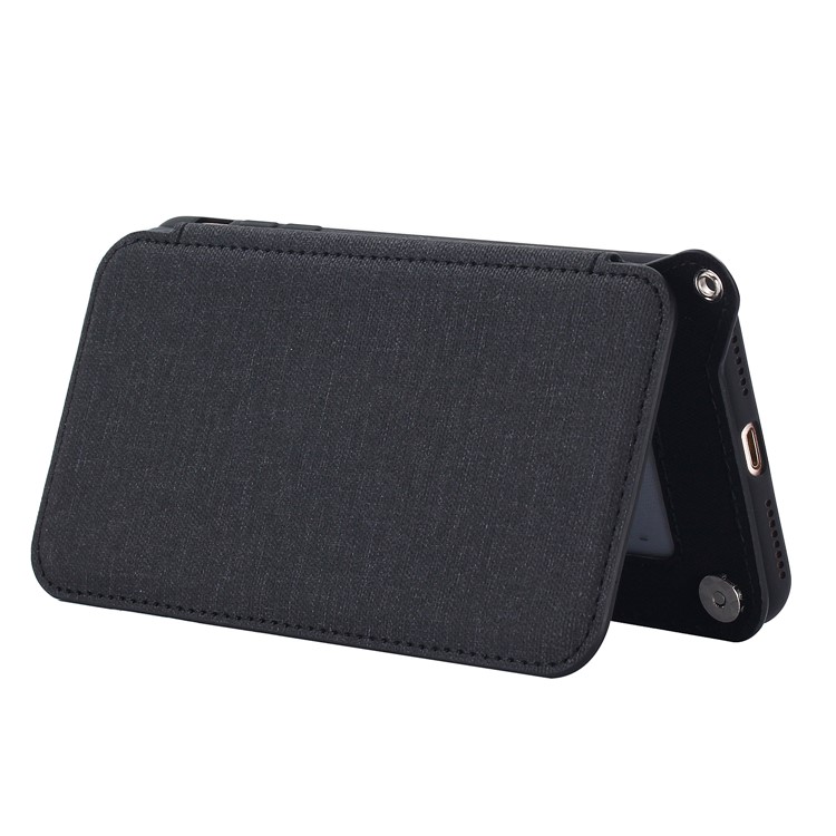 Card Holder PU Leather Stand Mobile Case with Mirror for iPhone 8 Plus / 7 Plus - Black-5
