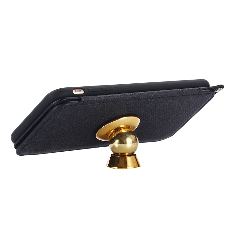 Card Holder PU Leather Stand Mobile Case with Mirror for iPhone 8 Plus / 7 Plus - Black-6