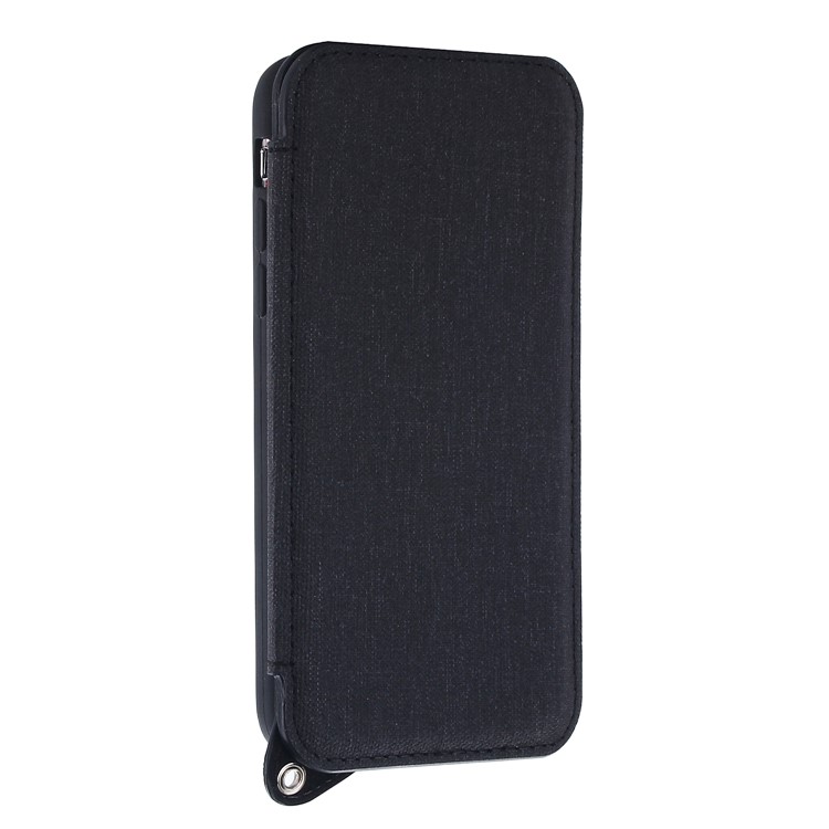 Card Holder Mirror Leather TPU Back Case for iPhone X 5.8 (Built-in Magnetic Holder Metal Sheet) - Black-2