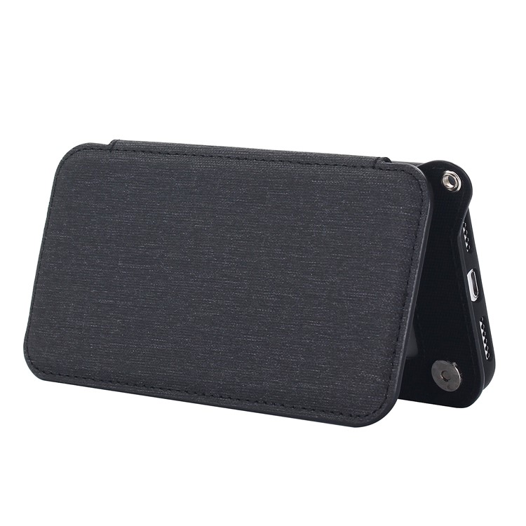 Card Holder Mirror Leather TPU Back Case for iPhone X 5.8 (Built-in Magnetic Holder Metal Sheet) - Black-5