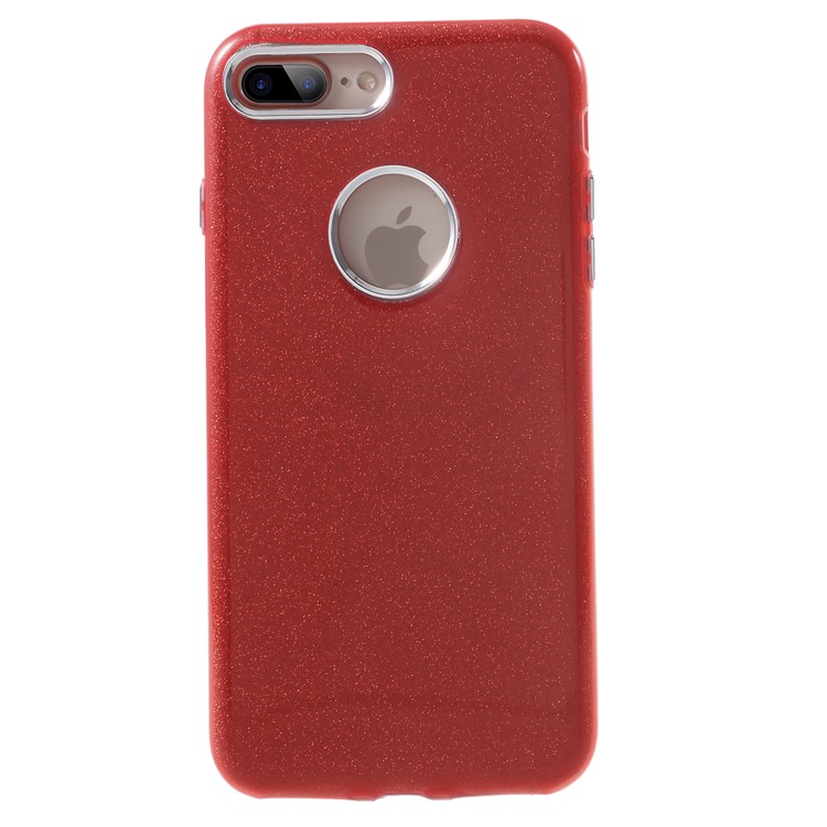 PC TPU Hybrid Case + Flash Powder Paper for iPhone 8 Plus / 7 Plus - Red-2