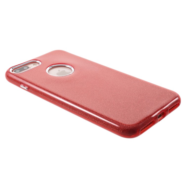 PC TPU Hybrid Case + Flash Powder Paper for iPhone 8 Plus / 7 Plus - Red-3
