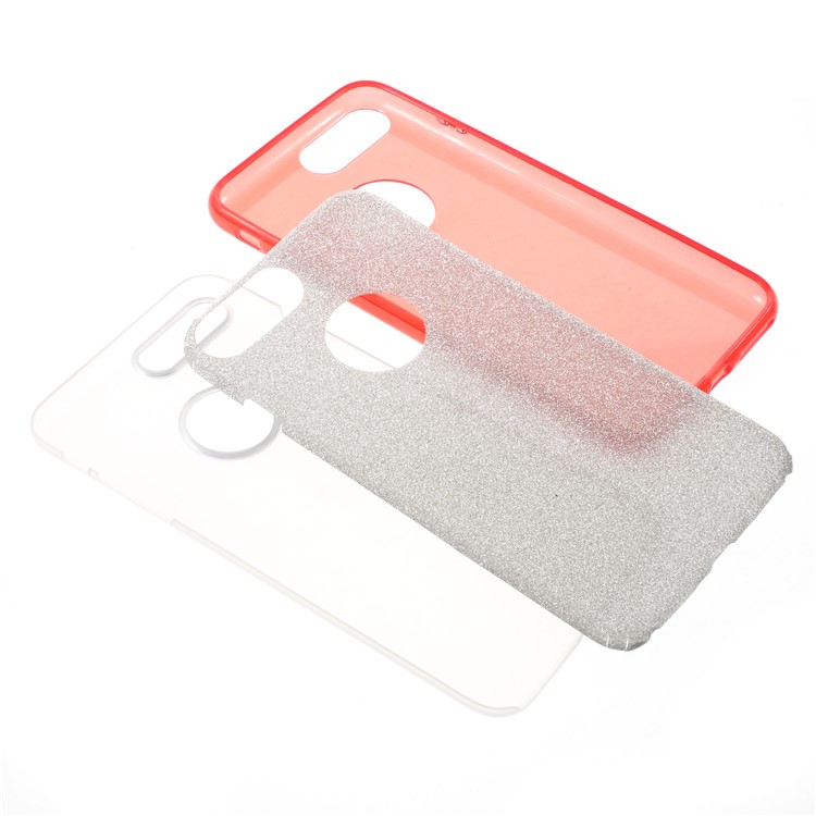 PC TPU Hybrid Case + Flash Powder Paper for iPhone 8 Plus / 7 Plus - Red-4