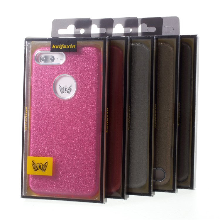 PC TPU Hybrid Case + Flash Powder Paper for iPhone 8 Plus / 7 Plus - Red-5