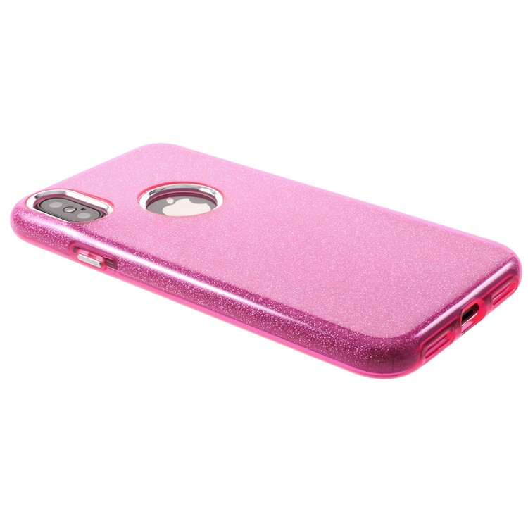 PC TPU Hybrid Case + Flash Powder Paper for iPhone X - Rose-3