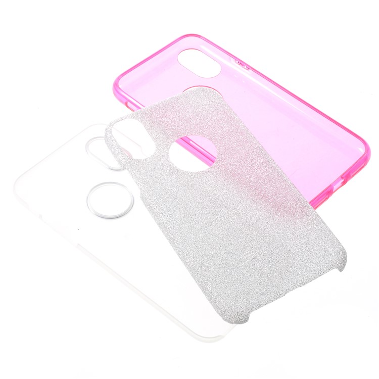 PC TPU Hybrid Case + Flash Powder Paper for iPhone X - Rose-4