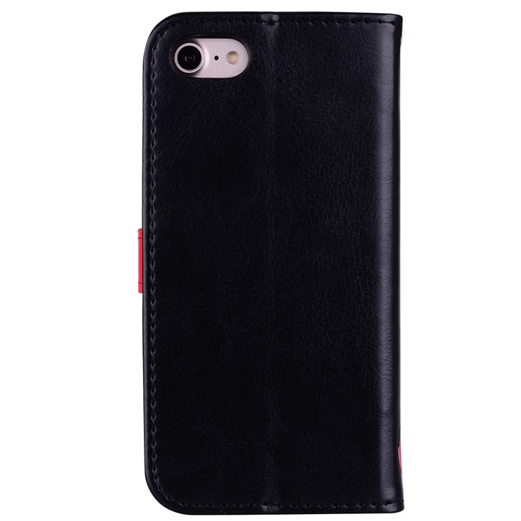 Flash Powder Pretty Girl's Back Leather Wallet Case for iPhone 8/7 - Black-2