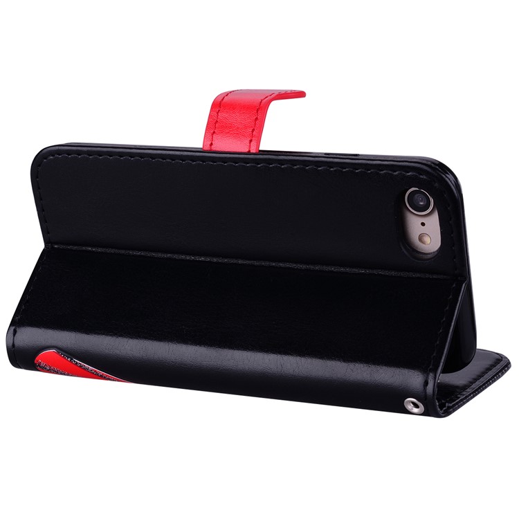 Flash Powder Pretty Girl's Back Leather Wallet Case for iPhone 8/7 - Black-4